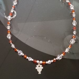 University of Texas swarovski crystals 925 silver necklace.